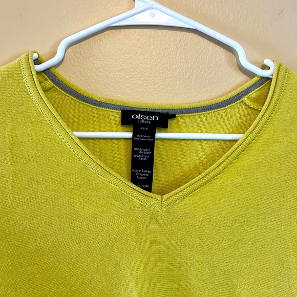 XS Olsen Woman Sweater VNeck Pullover Solid Basic Side Slits High-Low 3/4 Sleeve - Picture 4 of 15